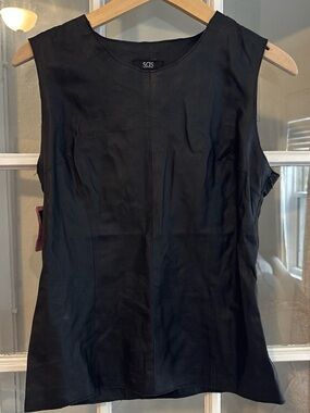 SAS Black Leather Sleeveless Shell